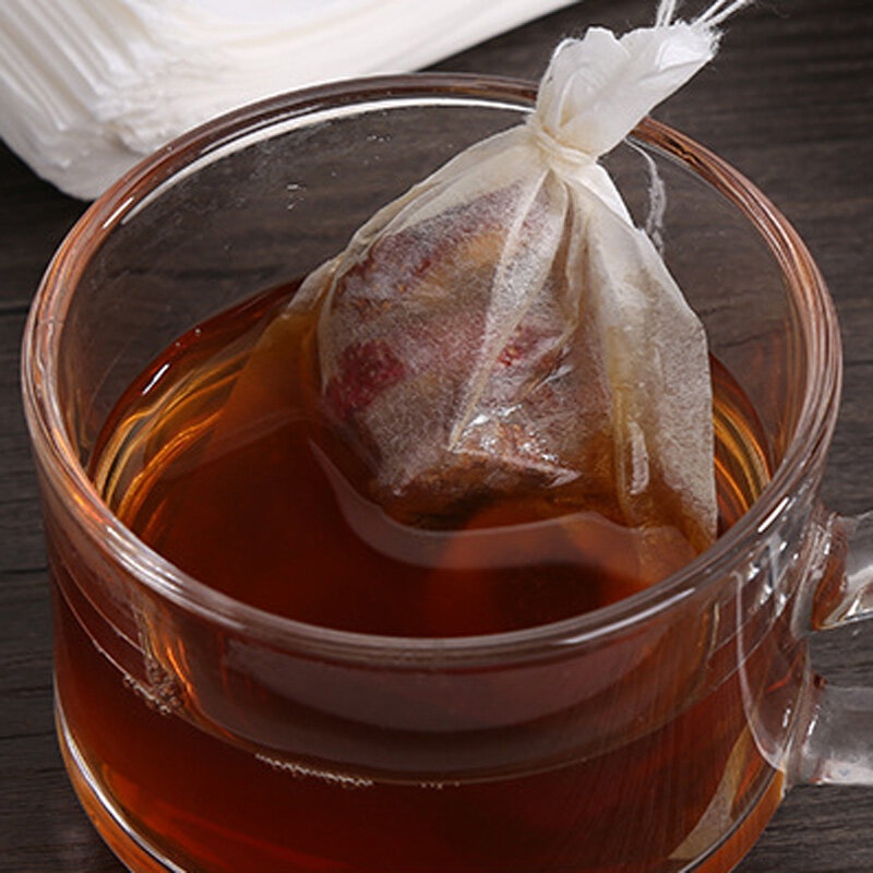 100 stücke Einweg Tee Taschen Papier Taschen Kordelzug Tee Zubehör Spice Filter Te Sachets Küche Liefert Filter Papier Taschen