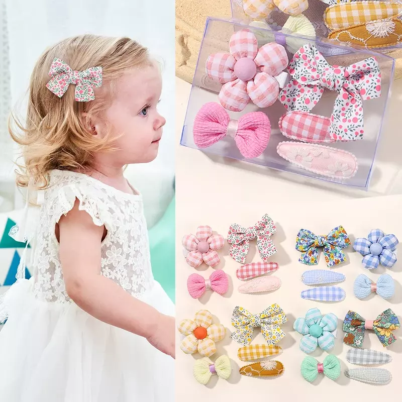 Mini Baby Girl Hair Clip, bonito arco floral, coelho, princesa Hairpin para criança, Lovely Bang Side Clip, acessórios de cabelo, 5 pcs, 7pcs