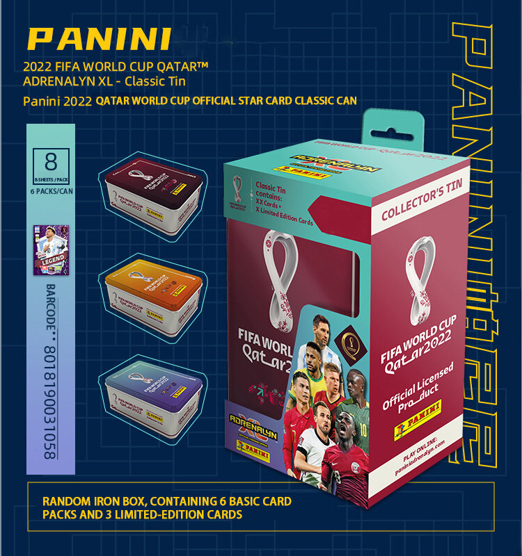 Panini Football Star Cartão Coleção Box Set, Estrela do futebol Messi, Ronaldo, Futebolista, fã limitado, Copa do Mundo, 2022