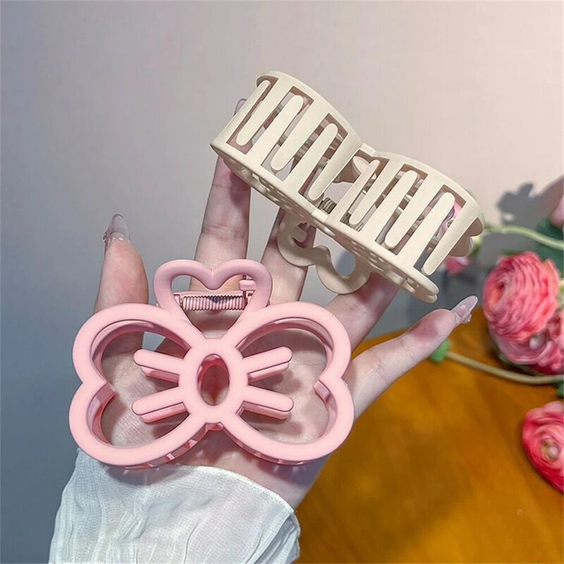 Cute Ponytail Bow Large Hair Claw Crab For Women Solid Acrylic Bowknot Hair Clips Hairpins Girls Barrettes Hair Accessories