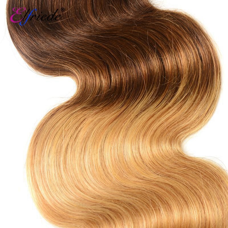ElfriEDE-Body Wave Ombre Colorido Extensões de cabelo humano, Costurar em Tramas, Ombre, Ofertas, Ofertas # 1B, #4, 27