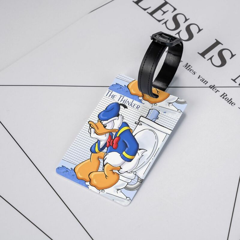 Etiqueta de equipaje de dibujos animados de Pato Donald, cubierta de privacidad de maleta, etiqueta de identificación