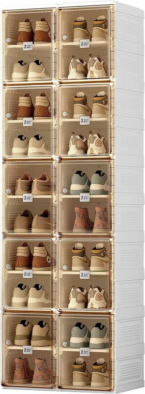 Shoe cabinet storage box, portable folding wardrobe shoe rack, large sports shoe cabinet with 10 racks-20 compartments