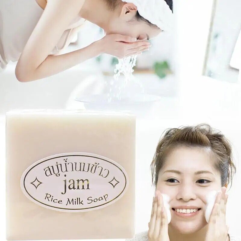 Handgemachte Reis Seife Thai Jasmin Reis Kollagen Vitamin Haut Control Bleaching Bade Werkzeuge Bleaching Öl Feuchtigkeitsspendende