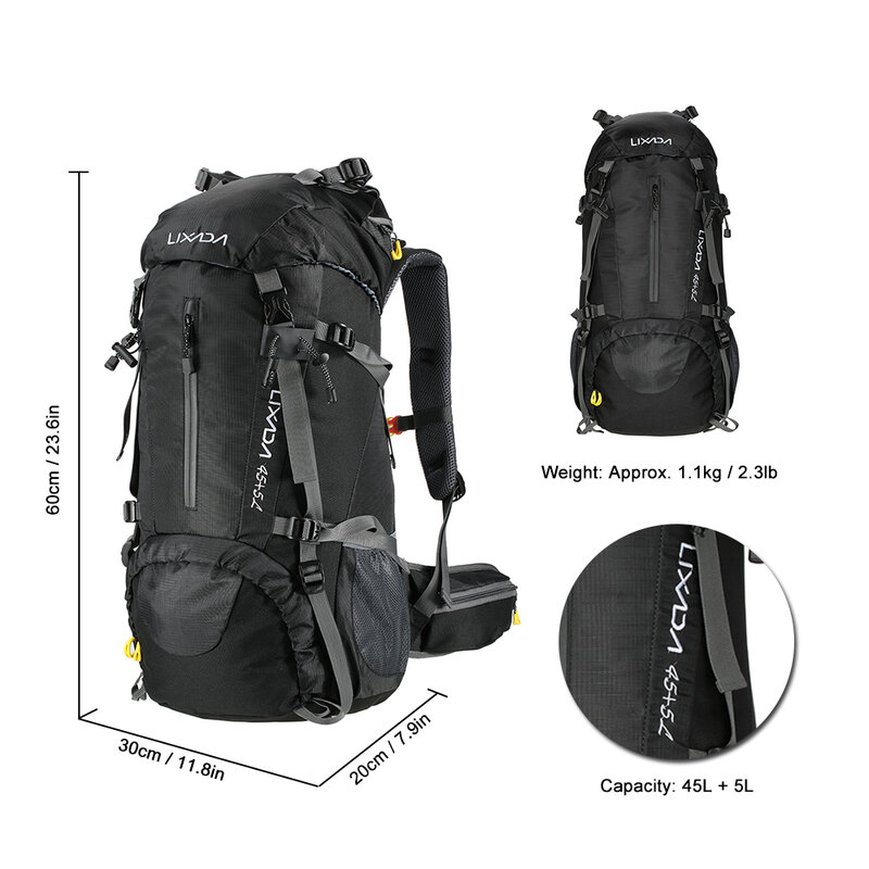 Lixada 50L plecak turystyczny wodoodporny Outdoor sportowy plecak kempingowy plecak podróżny torba trekkingowa wspinaczkowy z osłoną przeciwdeszczową