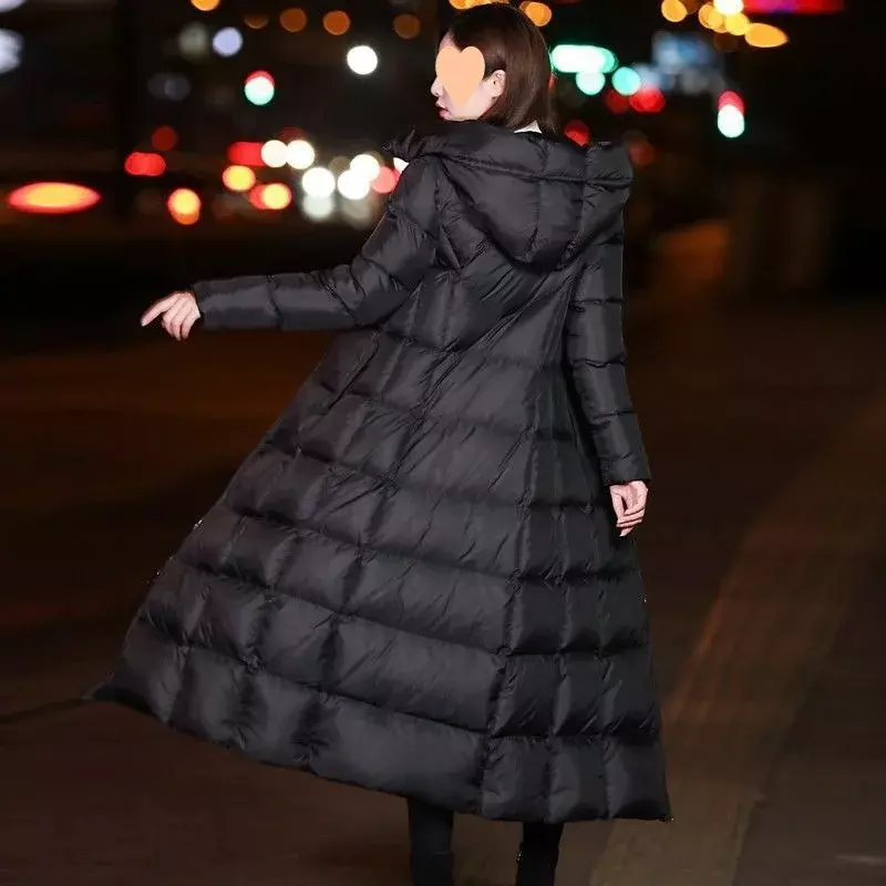 女性のための長くて厚い黒のスーツ,カジュアルなコート,冬,2023