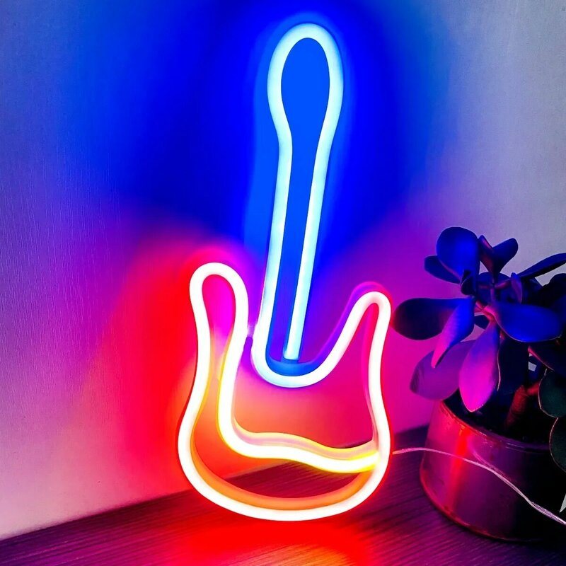 Música Rock Neon Signs Wall Decor, USB, LED Art, Guitarra, Quarto, Música, Estúdio, Bar, Disco Party
