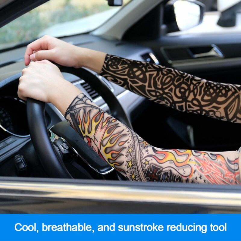 Tamanho grande Tattoo Arm Sleeves, Proteção UV, Cooling Basketball Sleeves, Proteção solar, Flower Arm Sleeves, New Summer