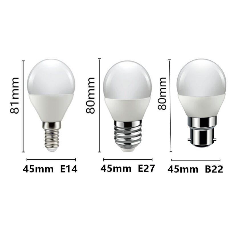 Светодиодные лампы G45 E27 E14 B22, 240 В переменного тока, 3/5/6/7/3 Вт, 10 шт.