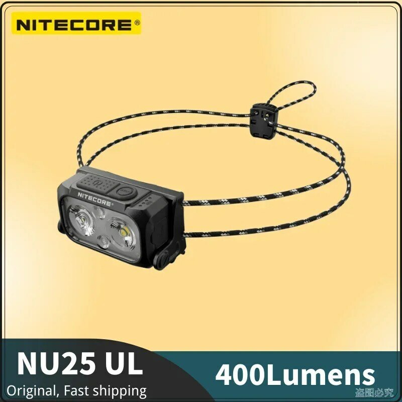 NITECORE-faro recargable NU25 UL USB-C, 400 lúmenes, alcance máximo de 64 metros, haz de luz blanca, luz roja