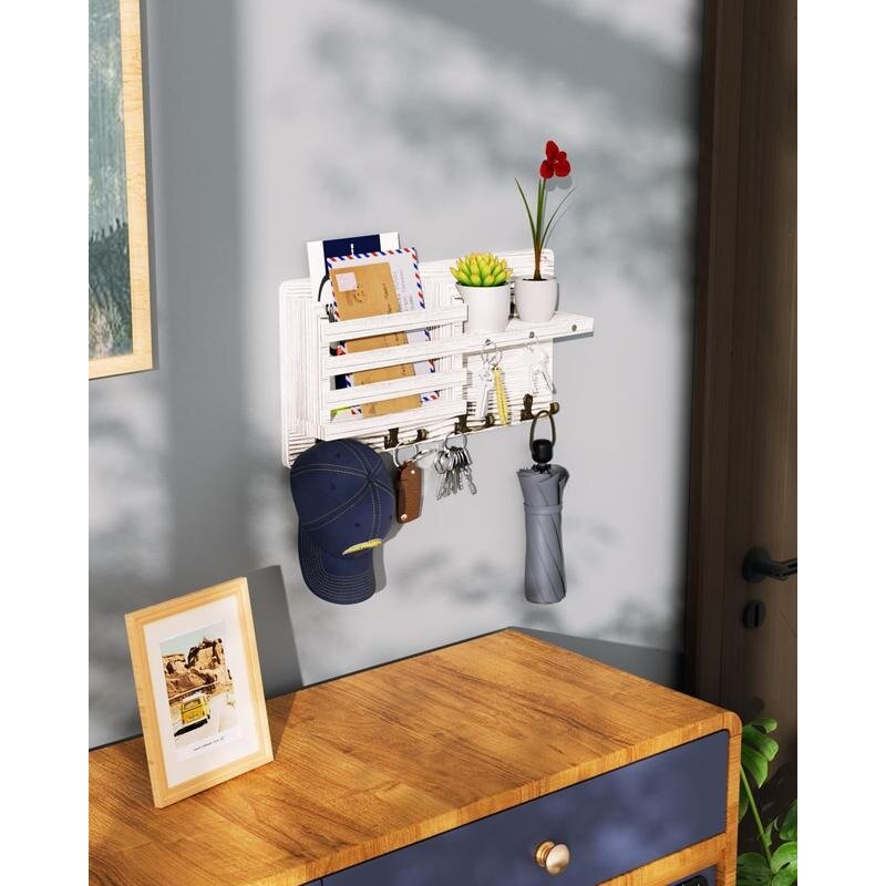 LLavero de pared con suspensión magnética, clip de letras de madera de estilo campestre con gancho para llaves, estante de llaves montado en la pared, almacenamiento devis, cor