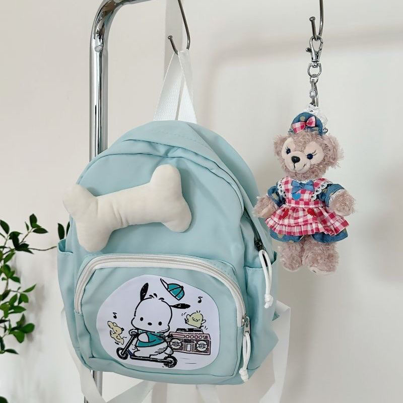 Sanrio Pacha Dog Student Schoolbag, grande capacidade, casual, almofada de ombro leve, mochila de ombro duplo, desenho bonito, novo
