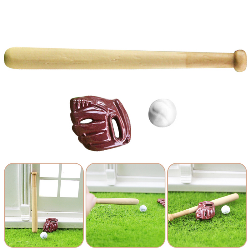 Poppets-Mini Kit de béisbol para niños, juguetes de murciélago, bolas deportivas, decoración de Natividad, suministro de casa, modelo de simulación