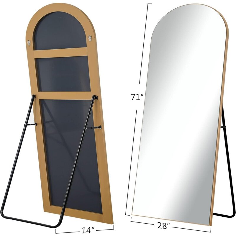 Arched Full Length Mirror Large Arched Floor with Stand Wall Mirrors Length Standing Hanging or Leaning Against Wall Wood Frame