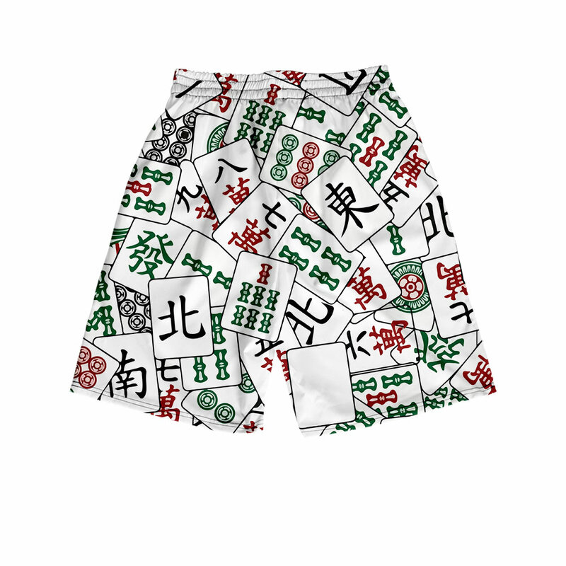 2022 Hong Kong Style Retro Mahjong Kaus Print Lengan Pendek Musim Panas Olahraga Gaya Cina Longgar Kasual Pakaian Pria Ukuran Besar