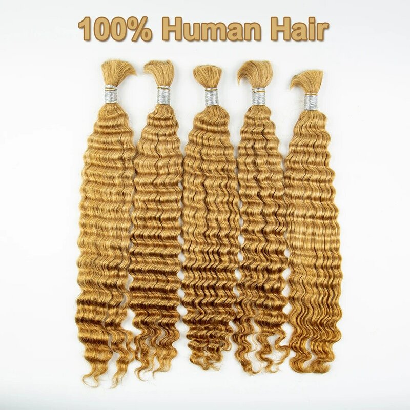 27-kolorowe ludzkie włosy o głębokiej fali do zaplatania bez wątku Dziewicze włosy Kręcone ludzkie warkocze Przedłużanie włosów dla warkoczy Boho