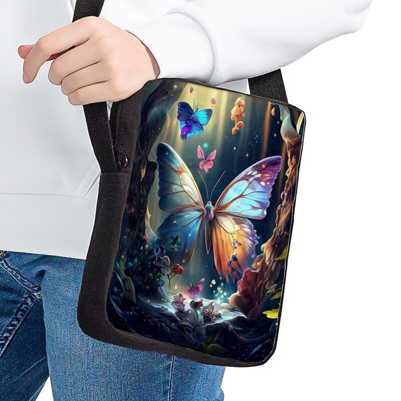 Children's Crossbody Bags Fashion Art Butterfly Pattern Printing Shoulder Bag Girls Casual Daily Travel Adjustable Messenger Bag