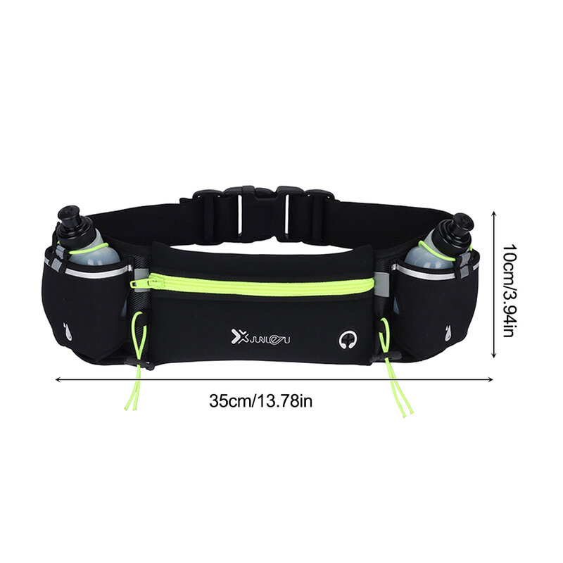 Marathon Running Waist Bag For Phone Water Bottle Dual Pocket Trail Belt Sports Fanny Pack Night Safety Reflective Waist Pack