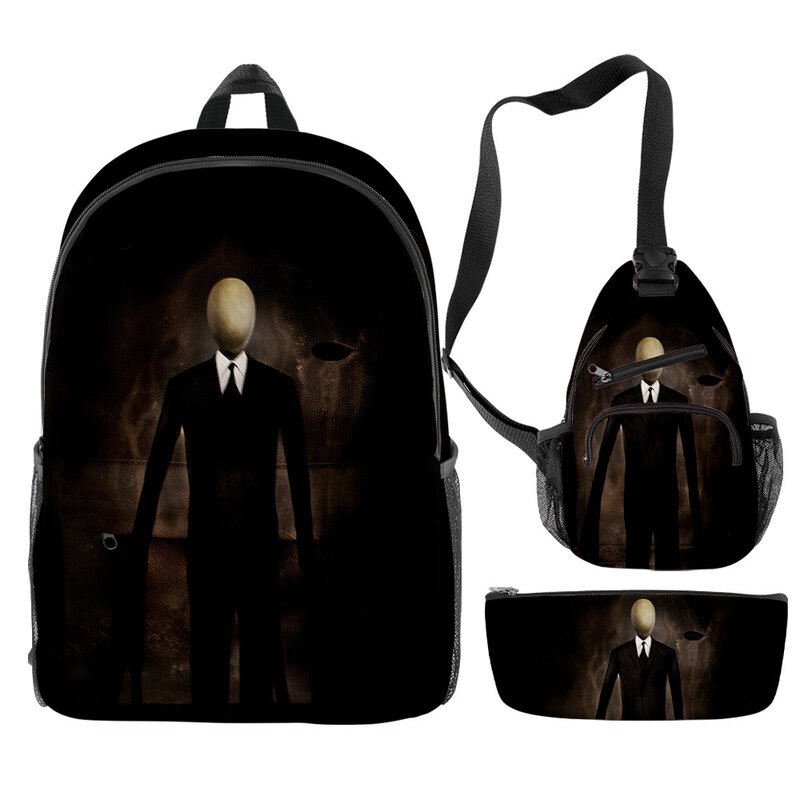 Рюкзак Creepypasta Merch, комплект из 3 предметов, рюкзак на молнии унисекс, дорожная сумка 2023, повседневная школьная сумка для студентов