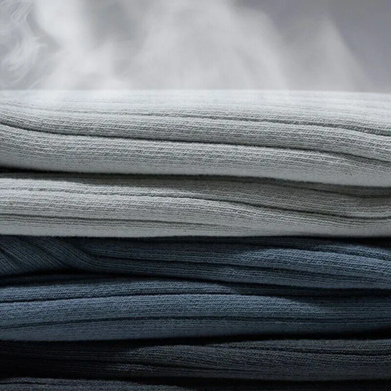 Calcetines gruesos de tubo medio para hombre, medias deportivas de Color sólido, absorbentes de sudor, transpirables, Color negro, negocios, otoño e invierno, 5 pares
