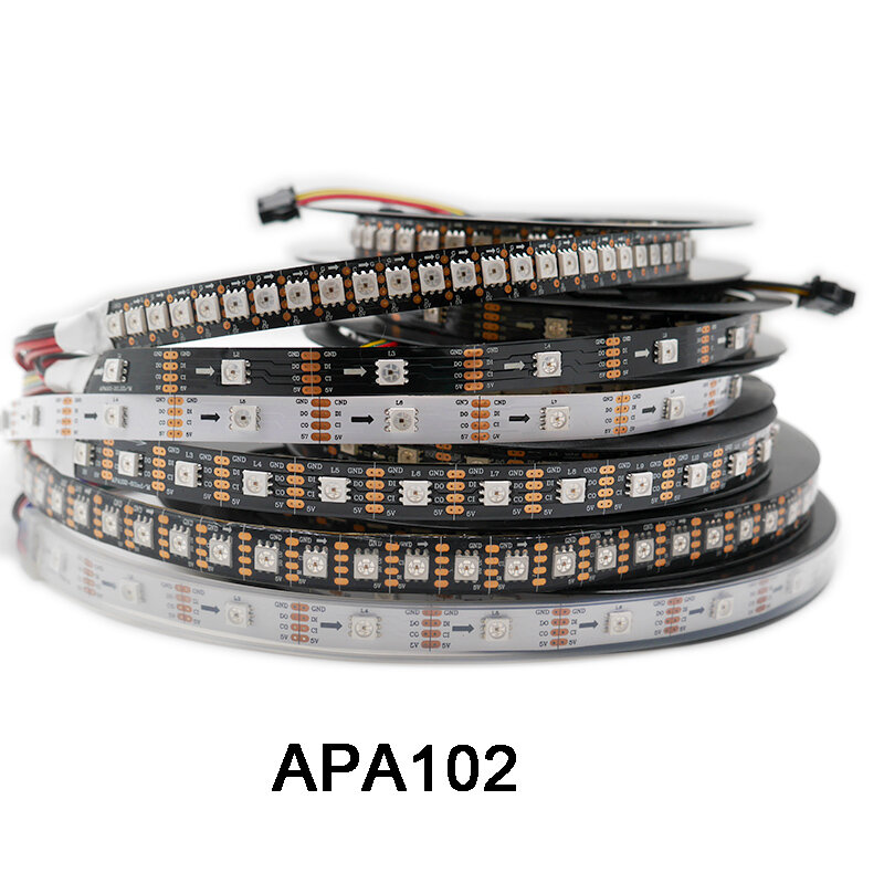 DC5V APA102 ข้อมูลและนาฬิกาแยกต่างหากสมาร์ทพิกเซล LED Strip 1m/3 M/5 M; 30/60/144 LEDs/พิกเซล/M; IP30/IP65/IP67