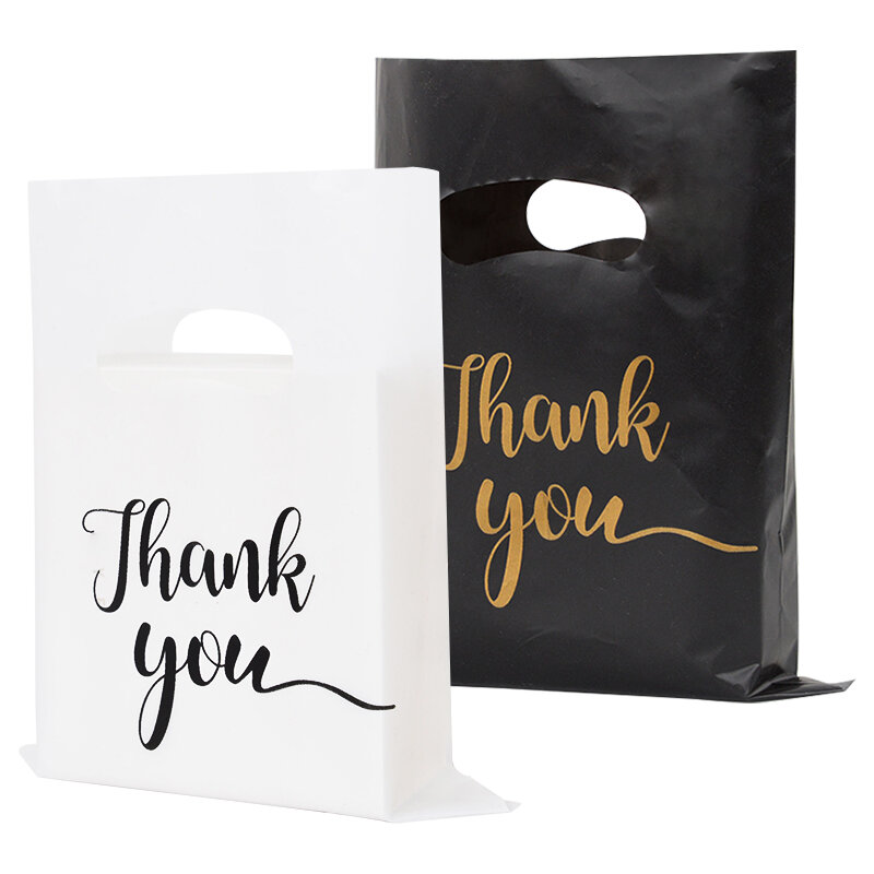 30/50/100pcs Thank You Gift Bags Plastic Candy Cookie Packaging Bag for Wedding Birthday Party Favors Small Business Supplies