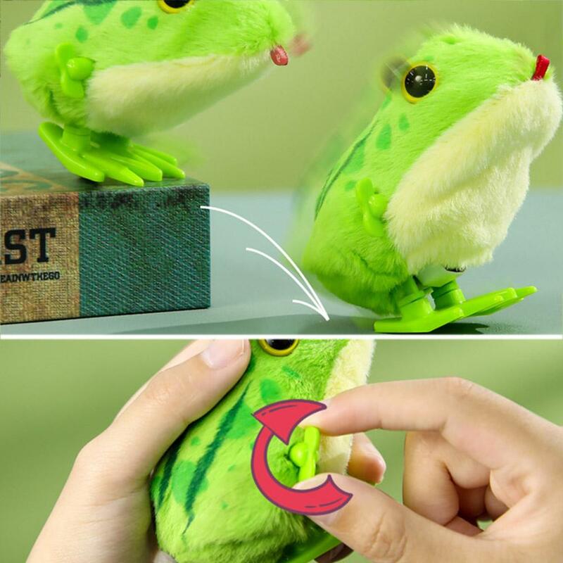 1 szt. Śliczne nakręcane zabawki plastikowe klasyczne skakanie skacząca żaba w zegarku chodząca zabawka dzieci prezent dla dzieci powyżej 3 lat