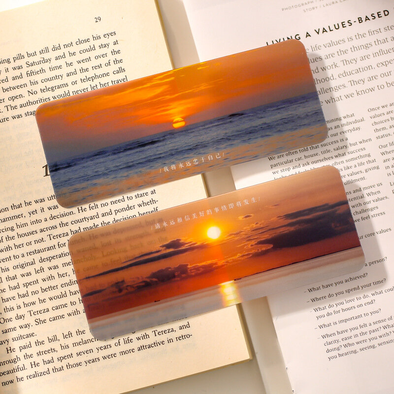 5pcs Dusk Clouds Bookmark Simple Ins Landscape PVC Matte Reading Retro Book Page Marker Message Card Stationery Supplies