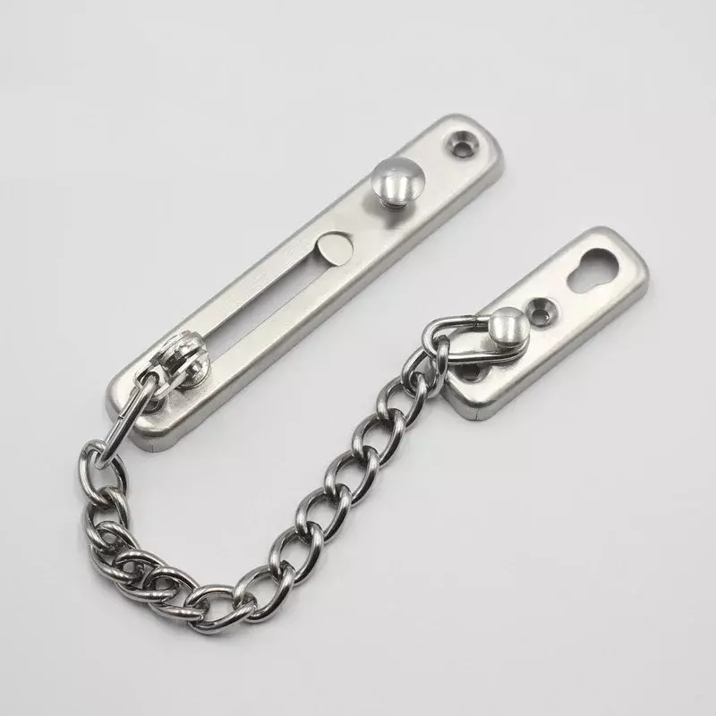Door Chain Lock Stainless Steel Security Chain Guard With Spring Anti Theft Press Lock Heavy Duty Polished Door Latch With Screw