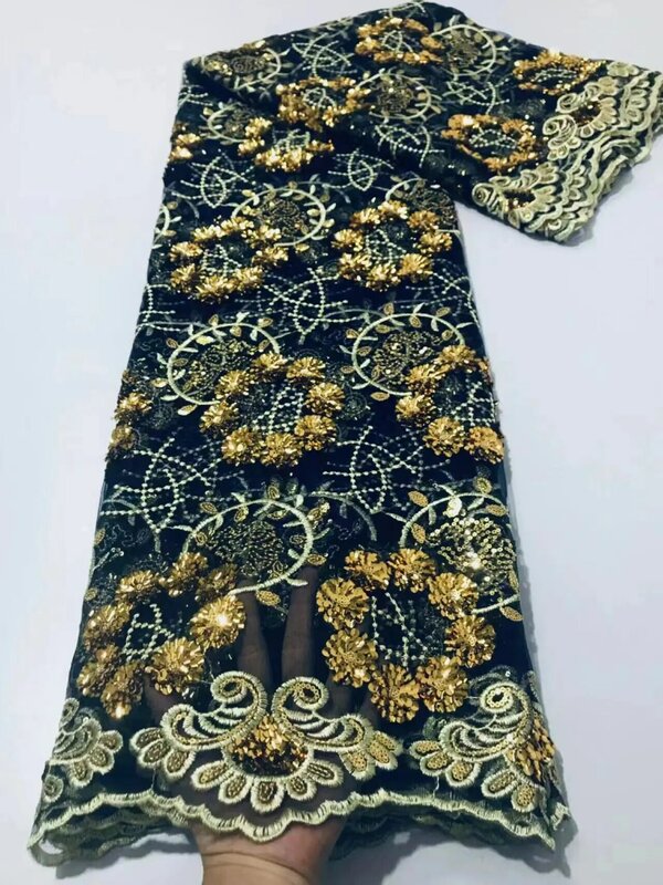 2024 5 jardów najnowsza wysokiej jakości delikatna elegancka miękki haft tiulowa cekinowy materiał na imprezę sukienka nn7168 _ k