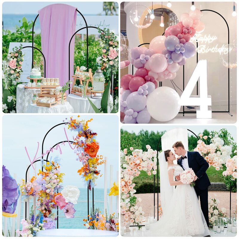 Metal Wedding Arch, Set of 3 Backdrop Stand for Wedding, Bridal, Indoor Outdoor Party Decoration