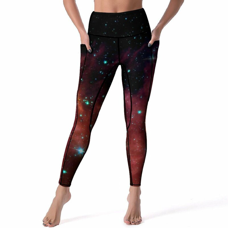 Celana legging motif langit malam celana Yoga pinggang tinggi Orion Nebula Fashion seksi legging ketat olahraga kebugaran Gym wanita