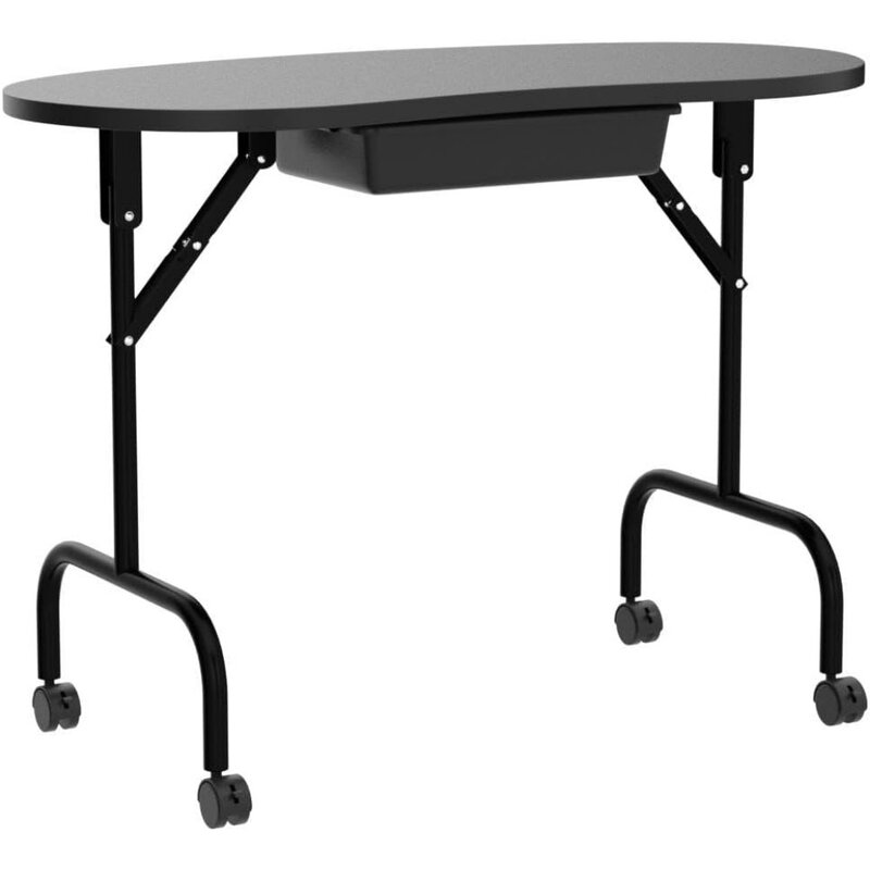 Yaheetech โต๊ะทำเล็บแบบพกพาและพับได้ขนาด37นิ้วโต๊ะทำงานพร้อมลิ้นชักขนาดใหญ่/แผ่นข้อมือลูกค้า