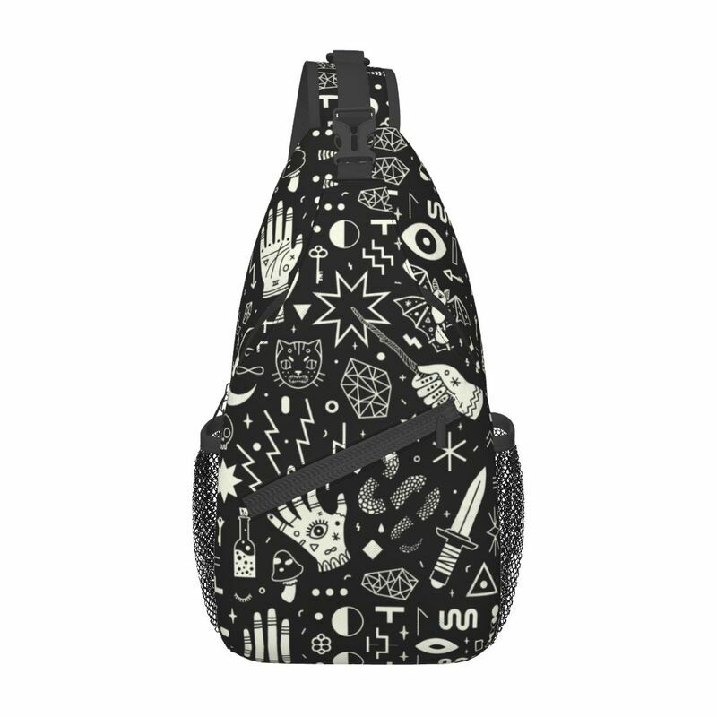 Personalized Halloween Witch Sling Bag Men Cool Occult Witchy Magic Shoulder Chest Crossbody Backpack Cycling Camping Daypack