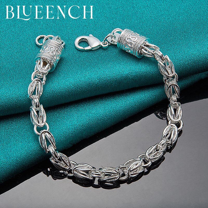 Blueench 925 prata esterlina trançado criativo pulseira para o homem feminino festa charme moda jóias