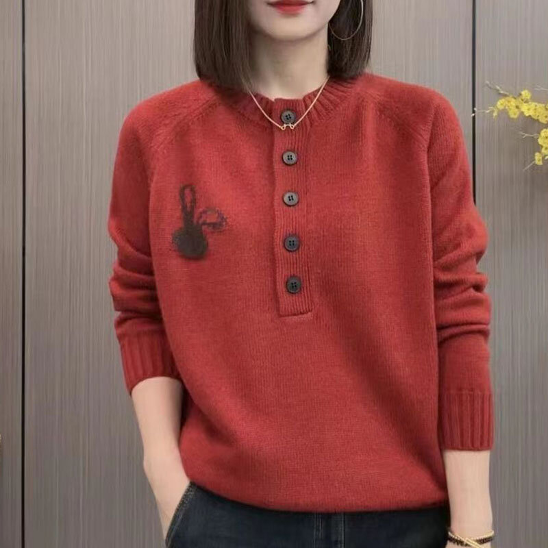 Pullover model Korea untuk wanita, Sweater Jumper kasual lengan panjang, Sweater rajut longgar musim gugur, Sweater model Korea untuk wanita