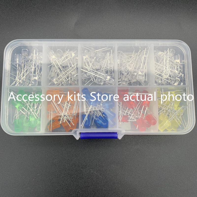Assorted led diodo kit, 5mm, branco, verde, vermelho, azul, amarelo, f5, diy, kit eletrônico (10pcs)