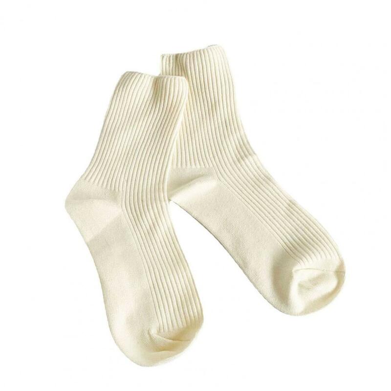 Gemütliche 1 Paar stilvolle lässige einfarbige gerippte Sports ocken Anti-Riss einfache Socken Mid-Tube Streetwear Baumwolle Damen Accessoires