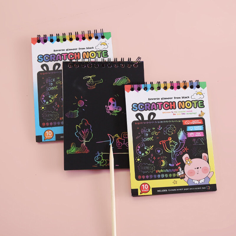 Magic Scratch Paper Art Painting Kits Desenhos Animados Fada Príncipe Princesa Pirata Magic Rainbow Color Scratch Books Presente de Aniversário Crianças