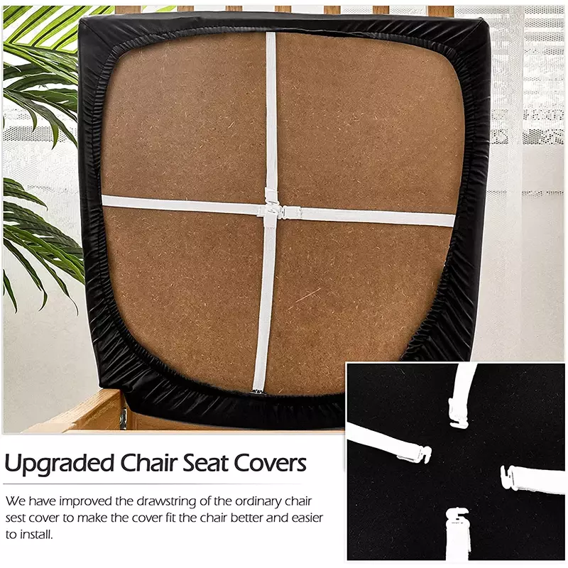 PU Leather Square Chair Cushion Cover Waterproof Kitchen Dining Seat Slipcovers Removable Dining Room Chair Seat Cushion Covers
