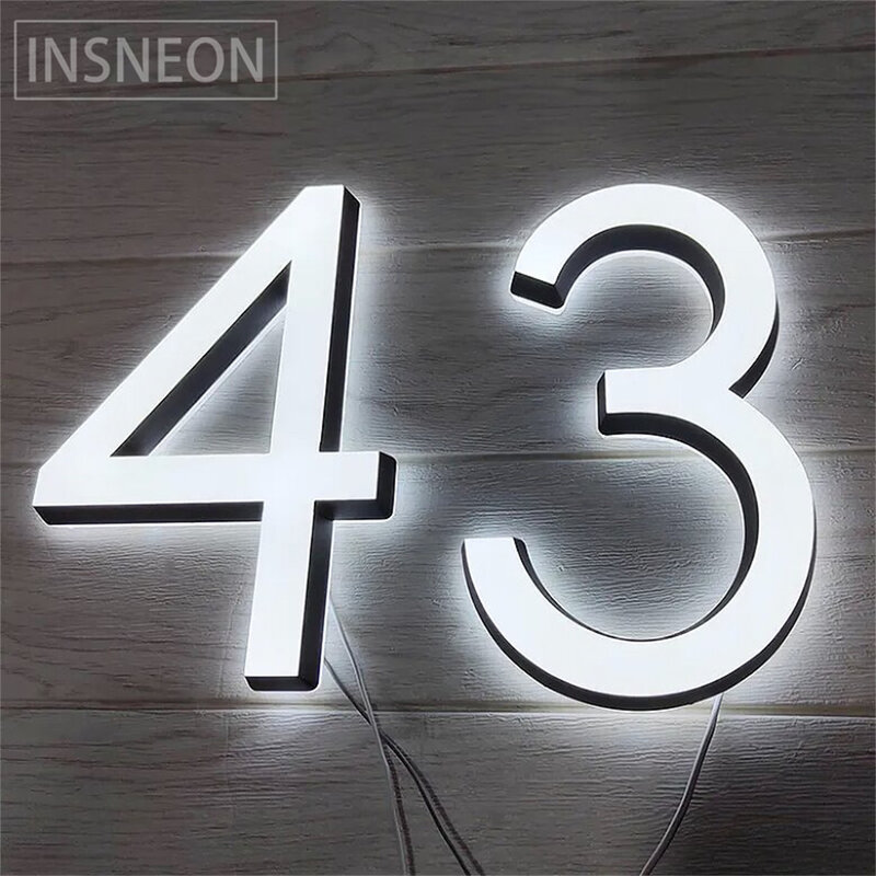 Frontllit and Backlit Illuminated Number Signs on the Door Waterproof Outdoor House Number Door Signs for Home Lighted Letters