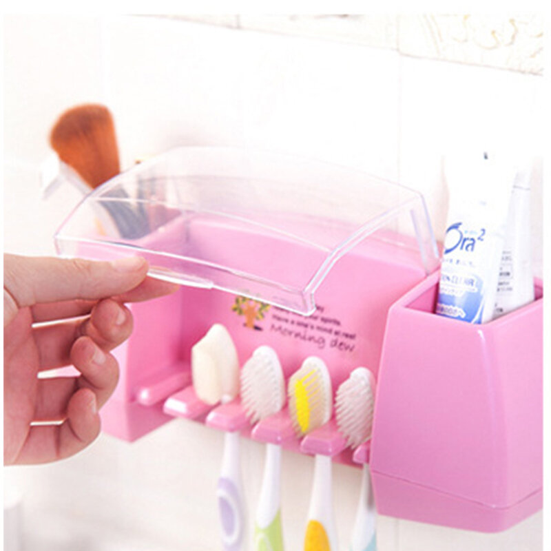 Kotak penyimpanan sikat gigi multifungsi, perlengkapan aksesori kosmetik kamar mandi, braket kait hisap kuat lengket kreatif