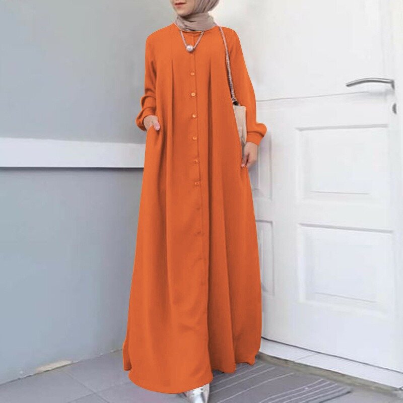 長袖マキシシャツドレス,ボタンダウン,イスラム教徒のアバヤ,ドバイの服,y2k