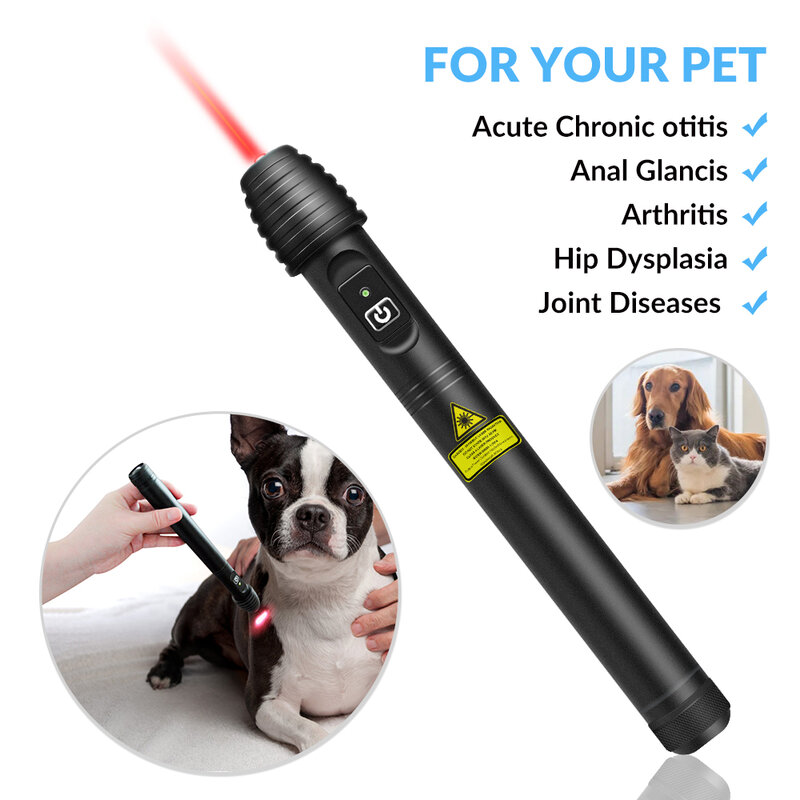 ZJZK-lápiz de acupuntura para mascotas, terapia láser fría de 200mW, 650nm, masaje de punto para lesiones, tratamiento del dolor