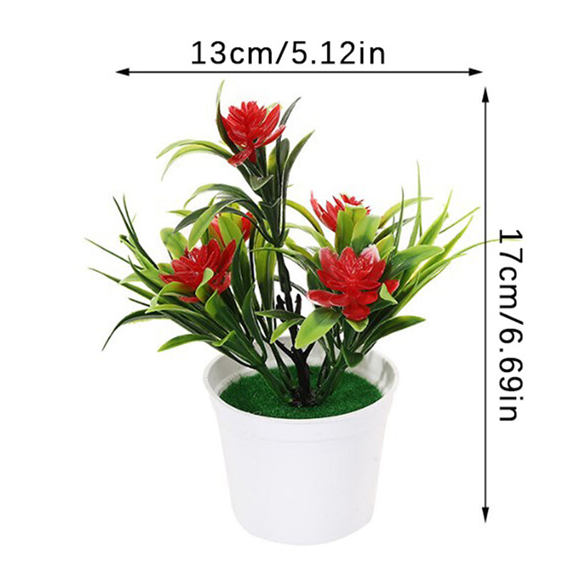 Miniature Artificial Potted Simulation Fake Yellow Red Orange Pink Purple Plants Flower Home Garden Table Decor Ornaments