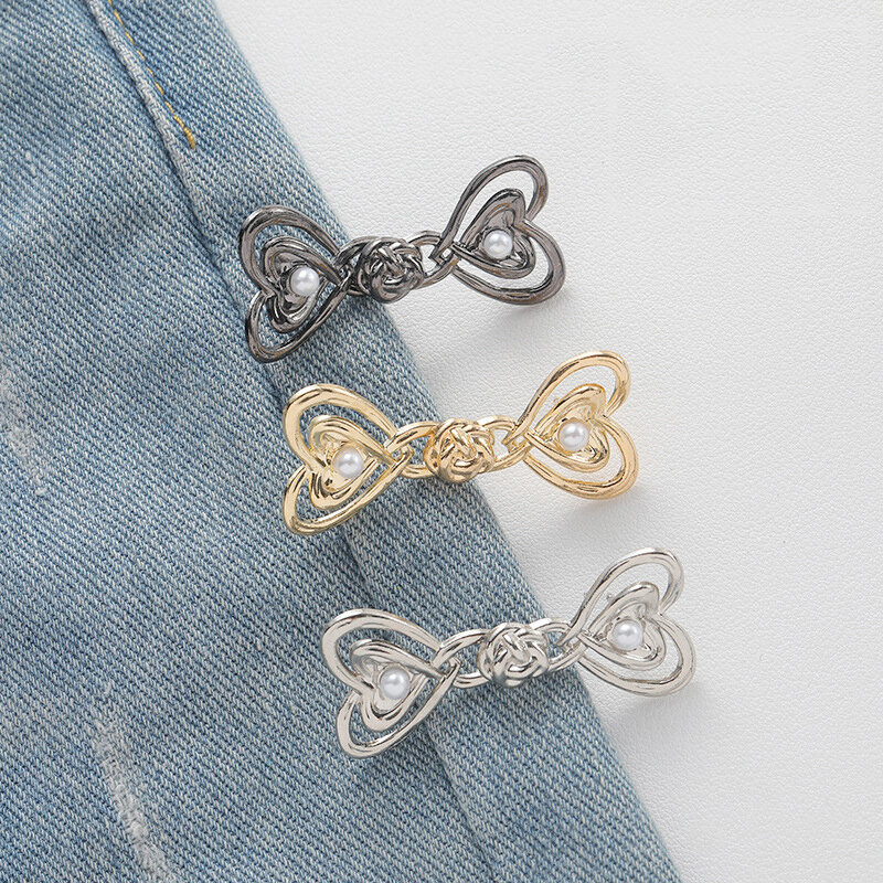 Fashion hati gesper pinggang logam celana klip dapat dilepas perapat pinggang gesper pinggang dapat disesuaikan untuk dekorasi jins