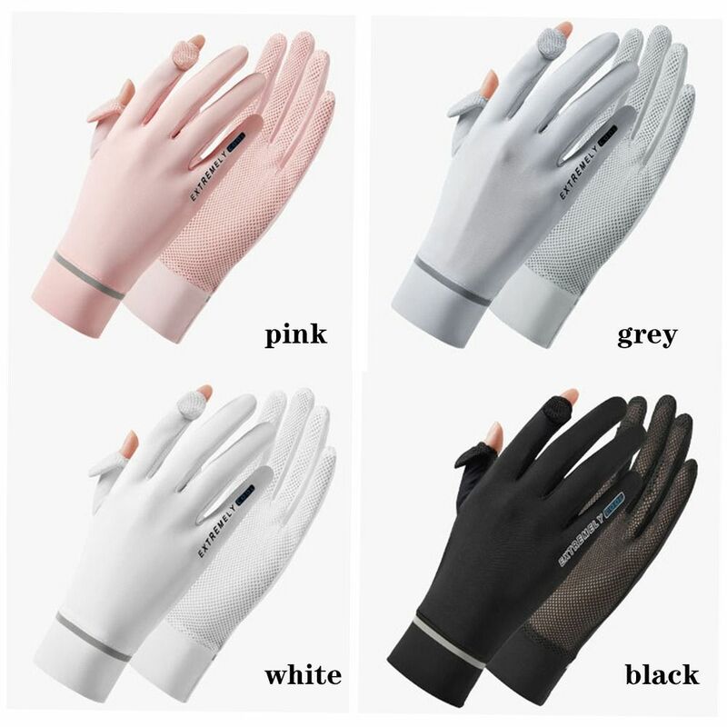 Sarung tangan sutra es tabir surya tipis wanita, sarung tangan Anti-UV, sarung tangan pelindung matahari