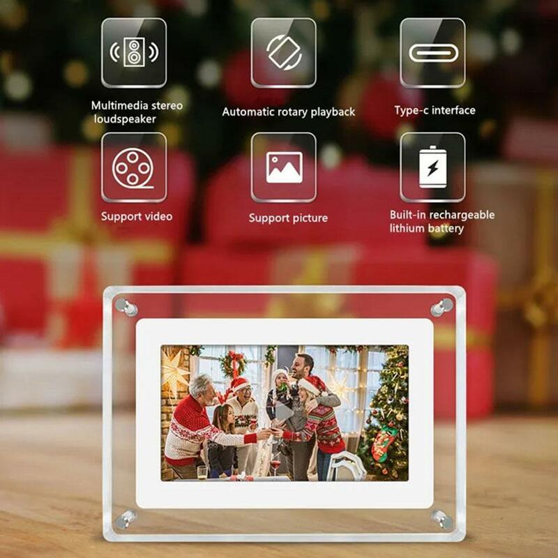 Cadre photo numérique en acrylique, cadre vidéo, lecteur, mouvement intelligent, mémoire 4G, volume, décoration d'intérieur, 5 pouces, 1080p