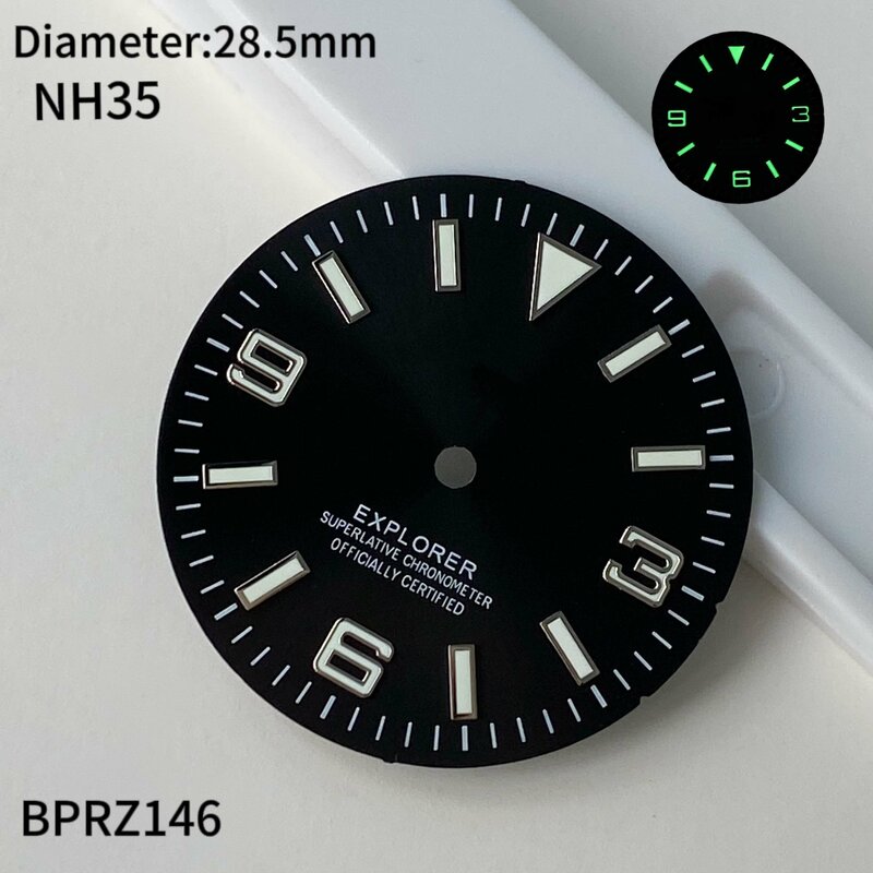 28.5mm Sun Pattern 369 Nails Explorer NH35 Dial Watch Accessories Custom Watch S Logo Dial