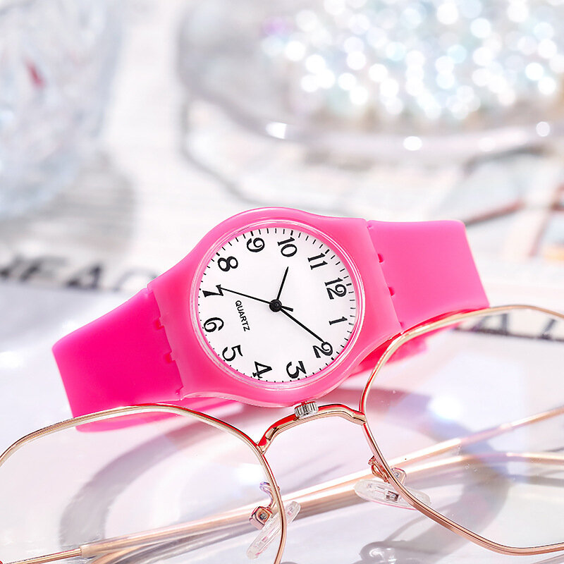 UTHAI C24 jam tangan anak-anak tali silikon, jam tangan kuarsa siswa sekolah menengah anak laki-laki dan perempuan kecantikan tinggi mode jam